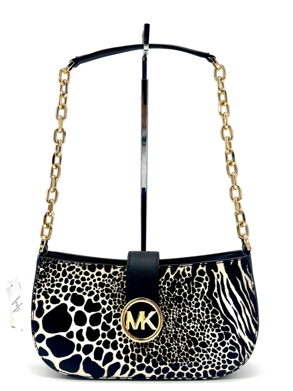 Michael Kors Carmen Small Pouchette Leather Crossbody Bag Black Multi